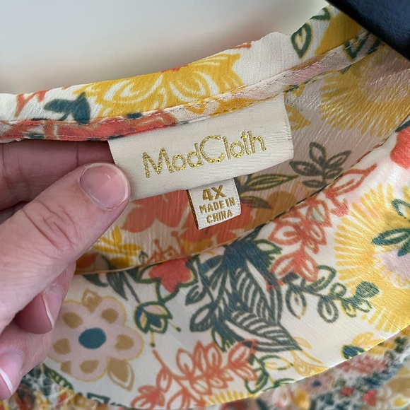 ModCloth blouse floral Peter Pan collar size 4X - Picture 4 of 10